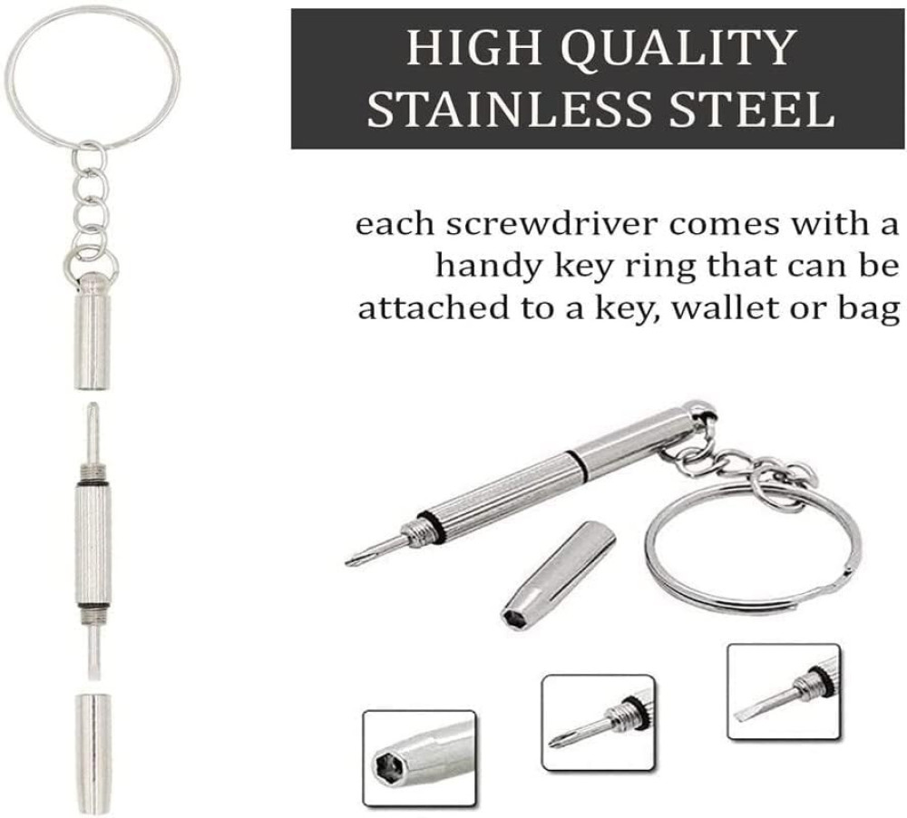 M-VED Mini Screwdriver Keychain | 3 In 1 Screwdriver Keychain, Compact Pocket Mini DIY Screwdriver Kit with Keychain for Eyeglass, Sunglass, Watch, Jewellery, Electronics, Toy Repair Kit | 1 Pcs
