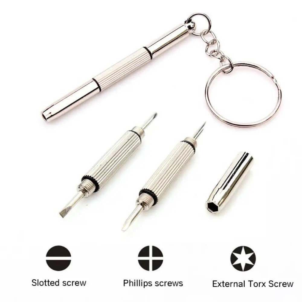 M-VED Mini Screwdriver Keychain | 3 In 1 Screwdriver Keychain, Compact Pocket Mini DIY Screwdriver Kit with Keychain for Eyeglass, Sunglass, Watch, Jewellery, Electronics, Toy Repair Kit | 1 Pcs