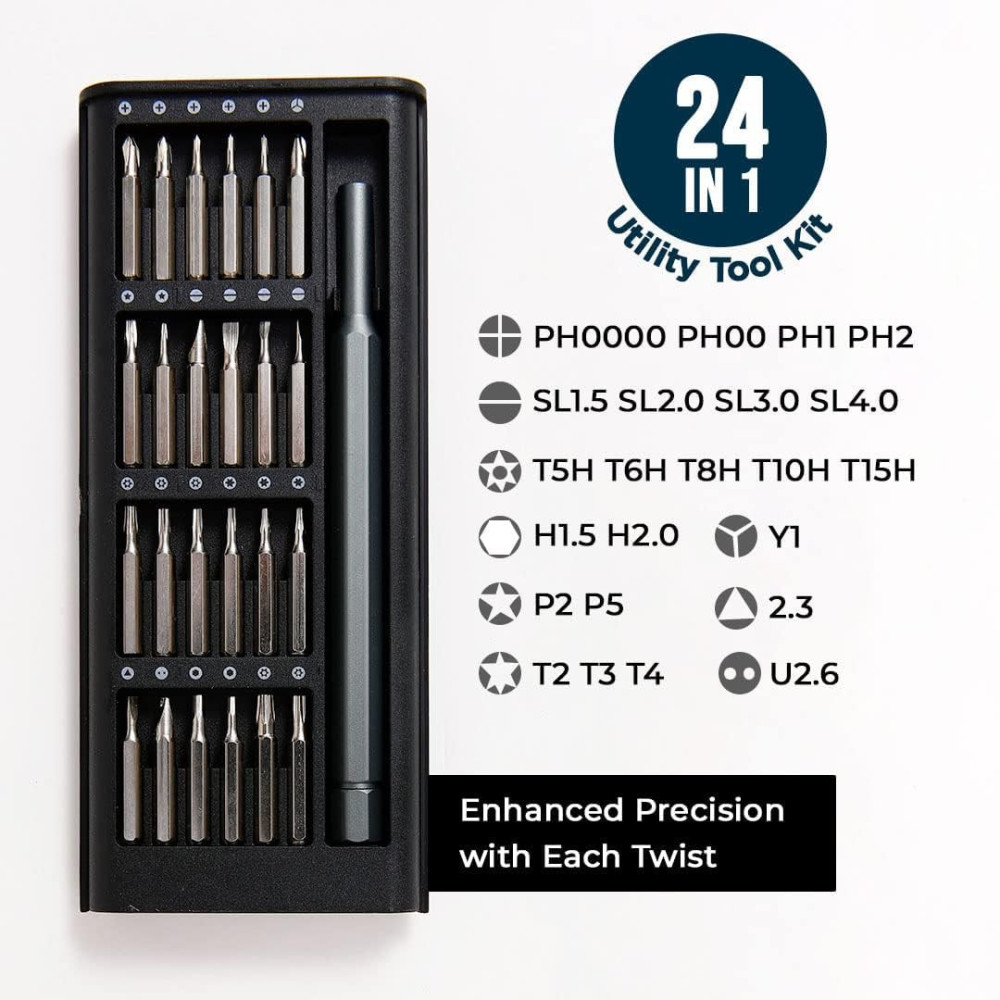 24 in 1 Precision Screwdriver Set, Magnetic Screwdriver Kit,Multifunction Pocket Screwdriver Tool Set, Mini Screwdriver Kit, Repair Tool Kit for Electronics,Tablet, phone, Watches,Toys (1)